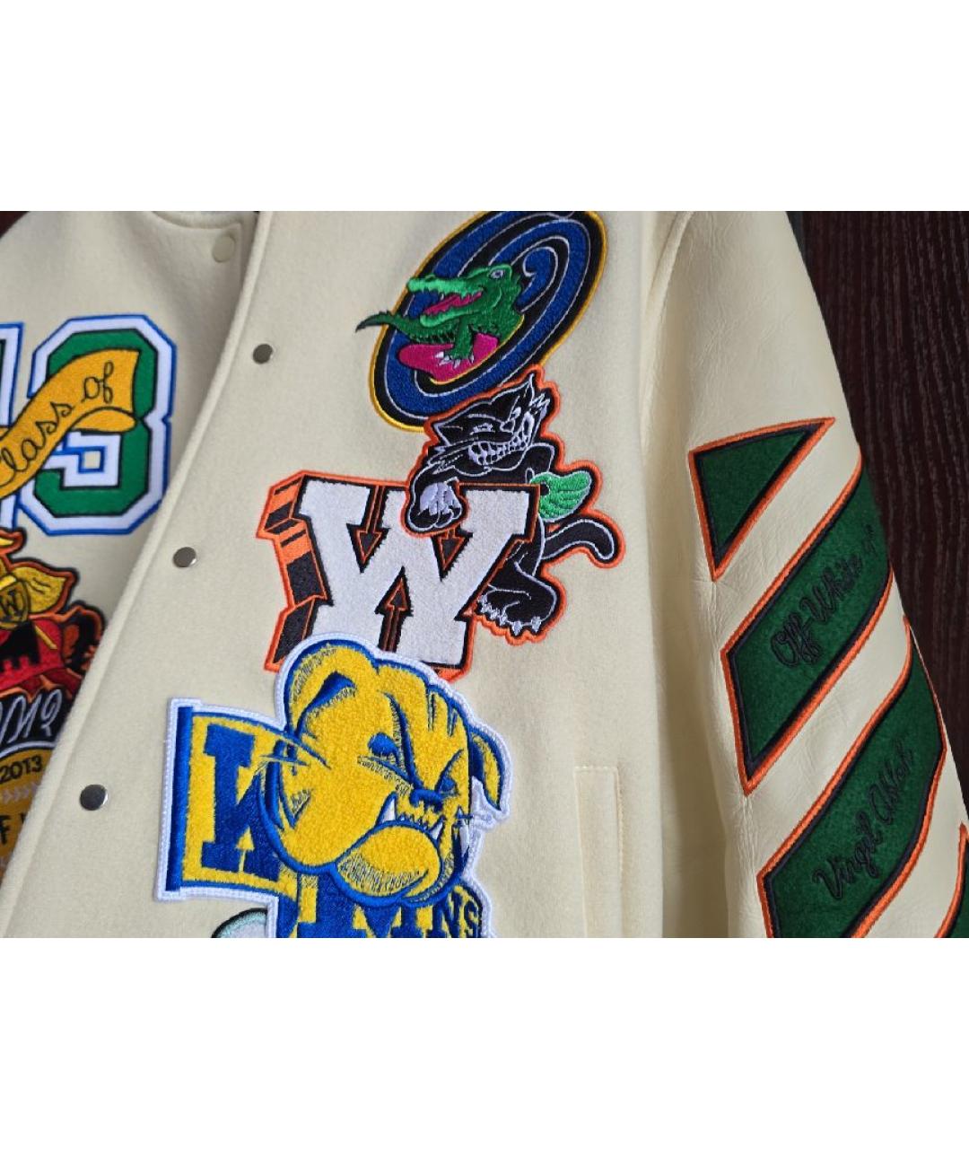 OFF-WHITE Бежевая кожаная куртка, фото 7