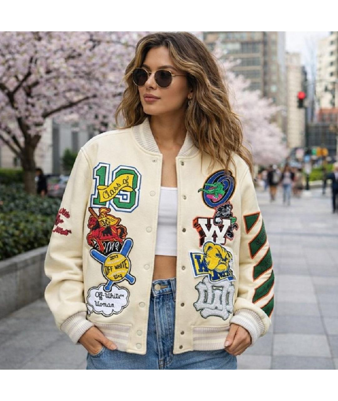 OFF-WHITE Бежевая кожаная куртка, фото 9