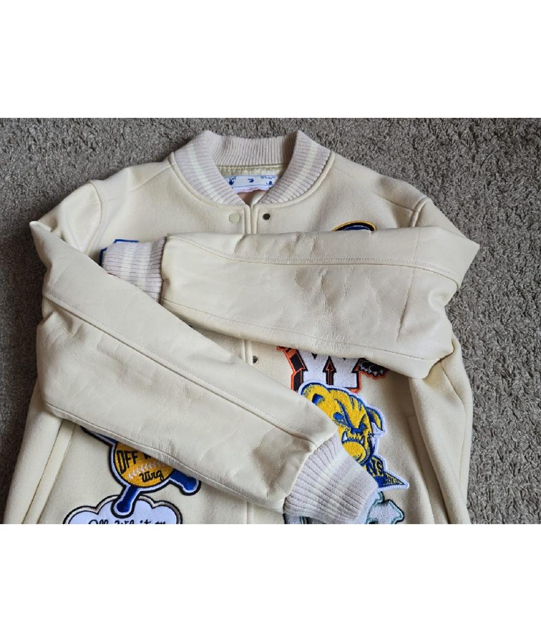 OFF-WHITE Бежевая кожаная куртка, фото 5