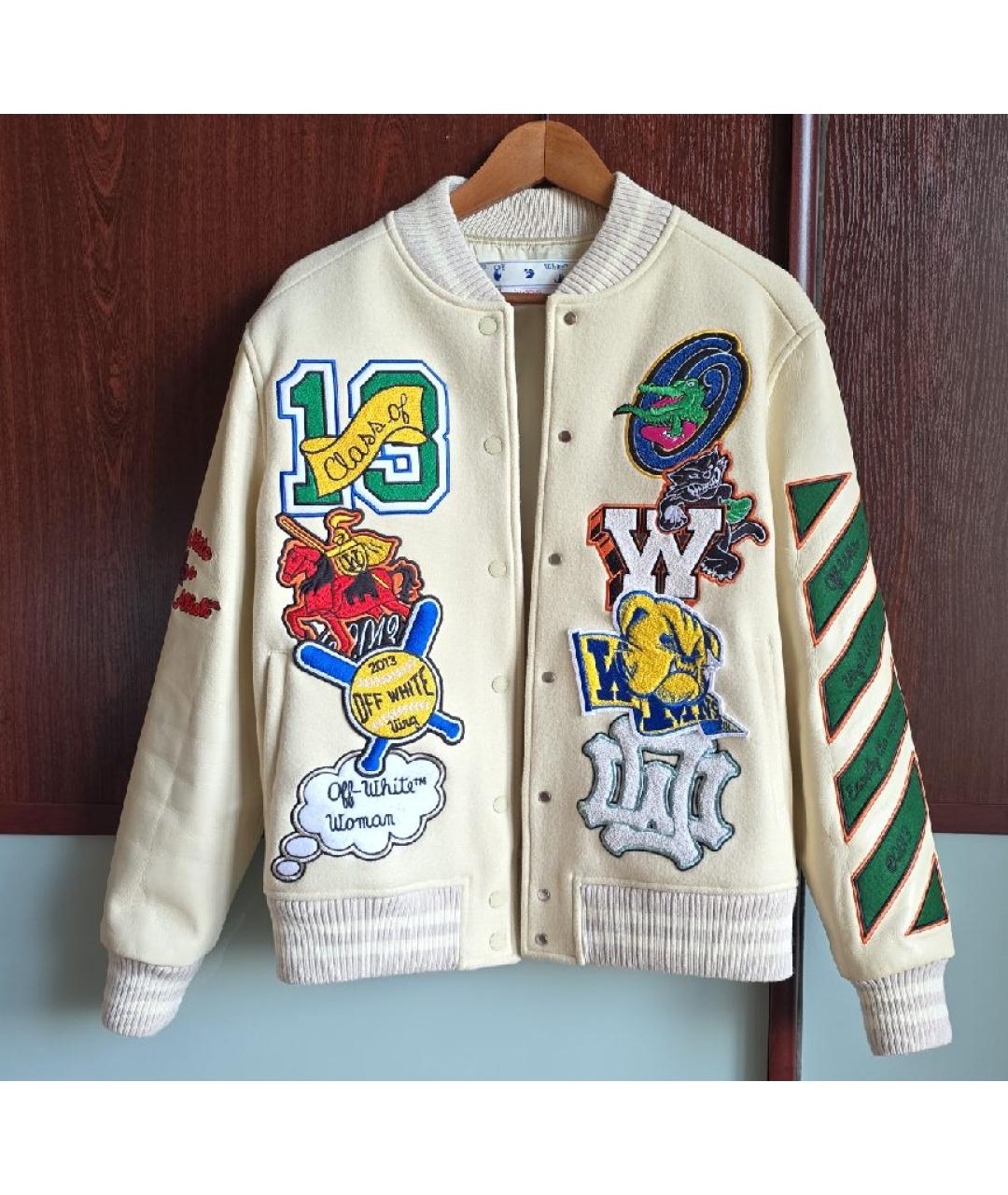 OFF-WHITE Бежевая кожаная куртка, фото 10