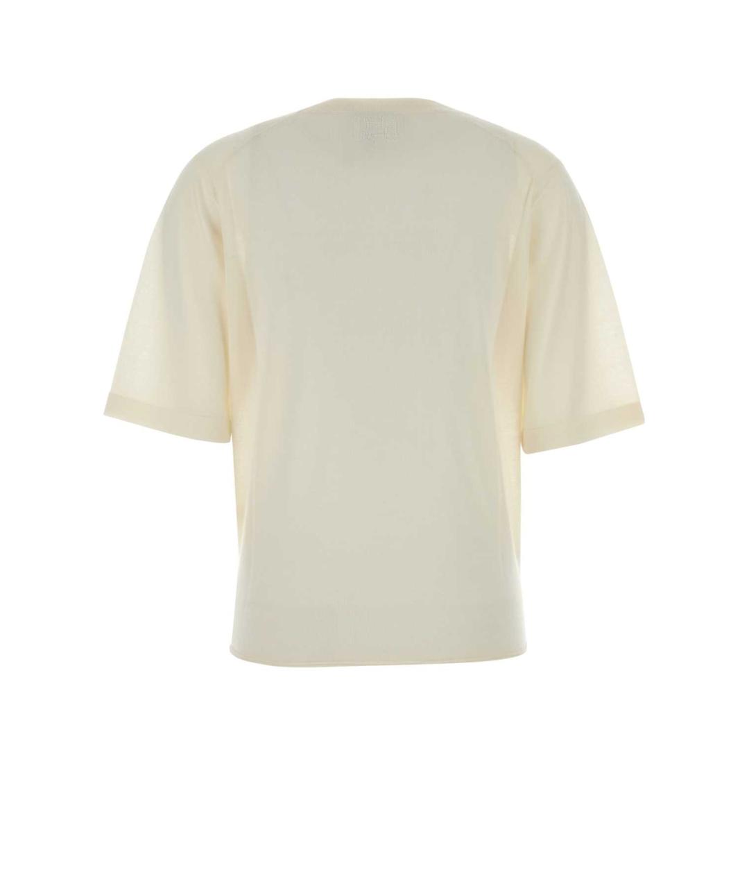 LOULOU STUDIO Белая кашемировая футболка, фото 2