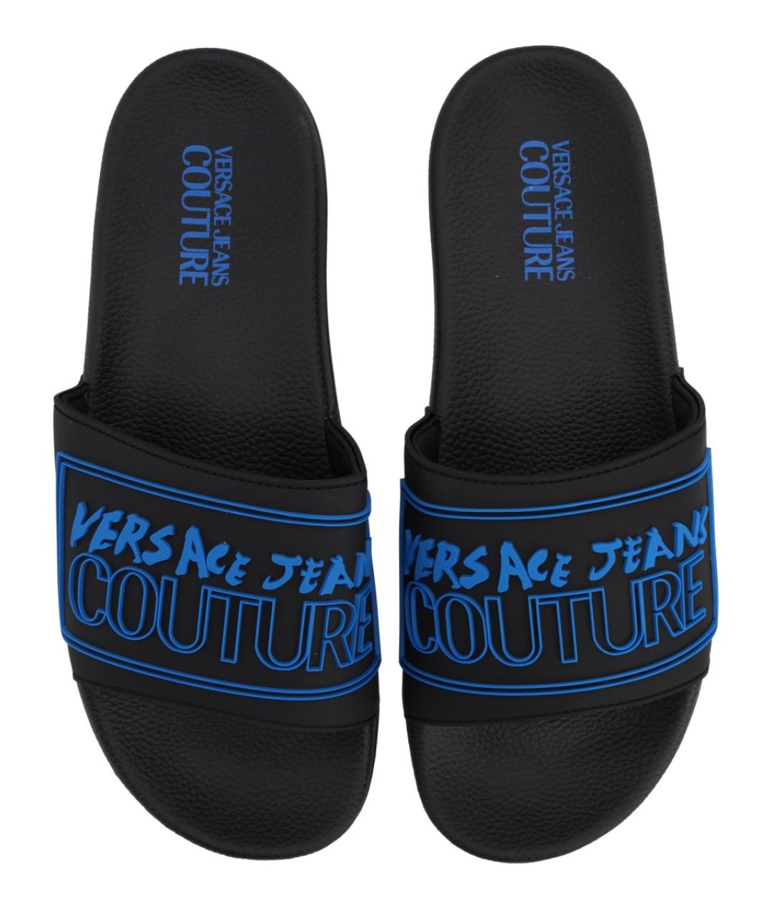 VERSACE JEANS COUTURE Черные резиновые шлепанцы, фото 6