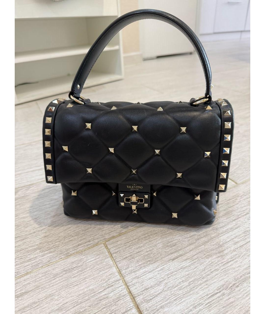 VALENTINO Черная кожаная сумка через плечо, фото 5