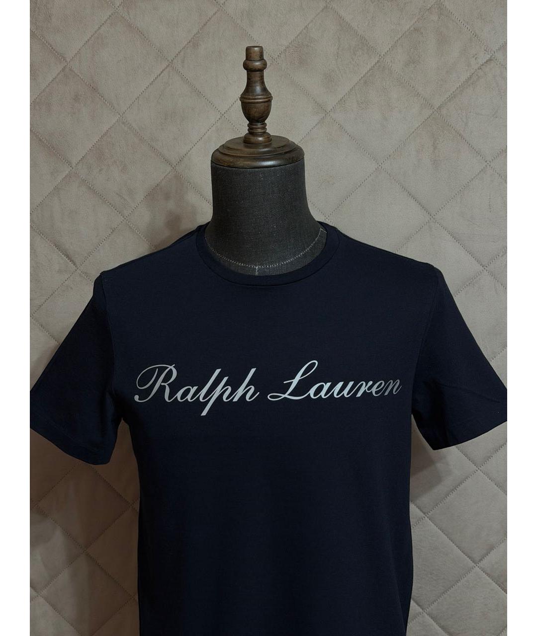 RALPH LAUREN PURPLE LABEL Темно-синяя хлопковая футболка, фото 3