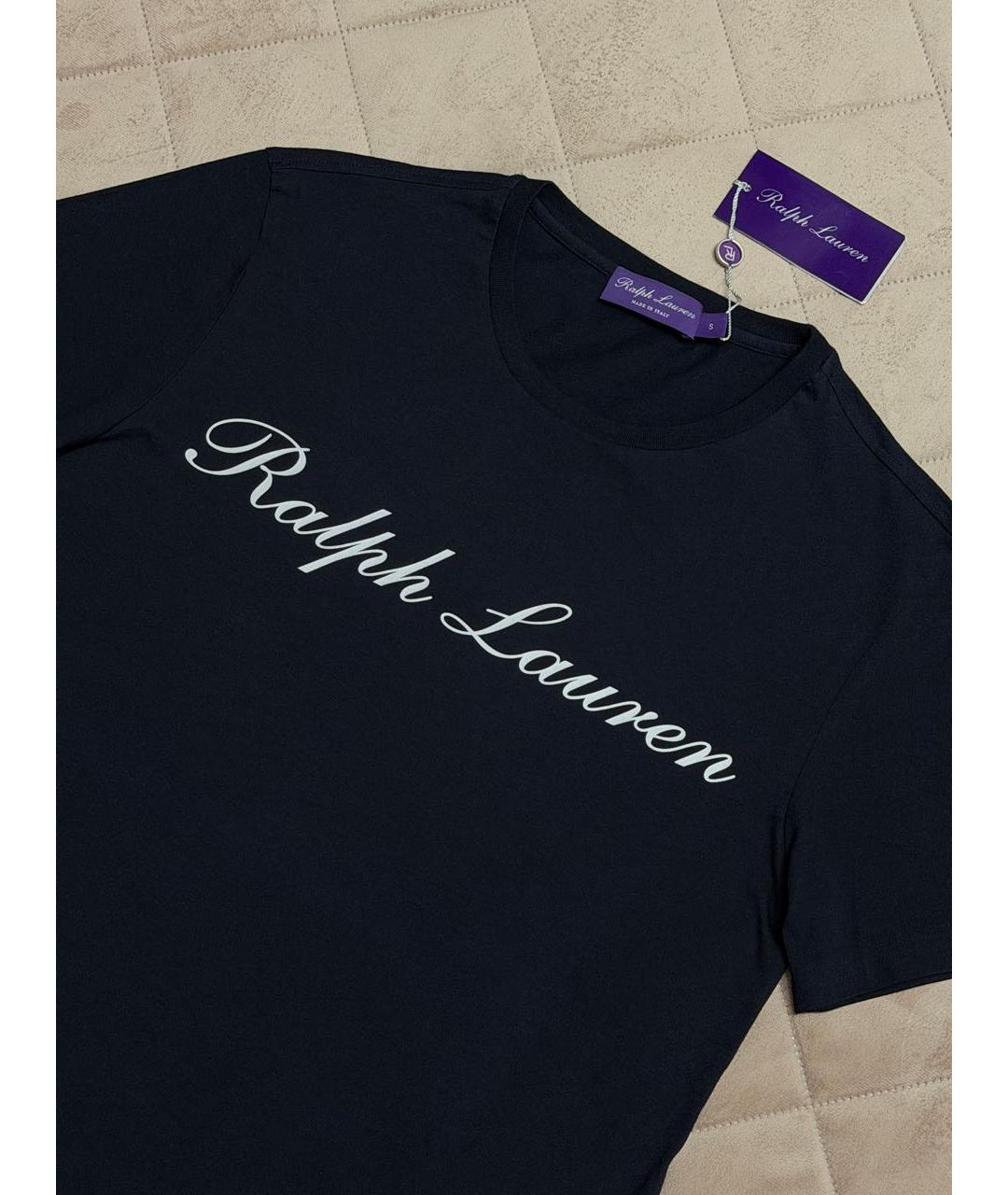 RALPH LAUREN PURPLE LABEL Темно-синяя хлопковая футболка, фото 4