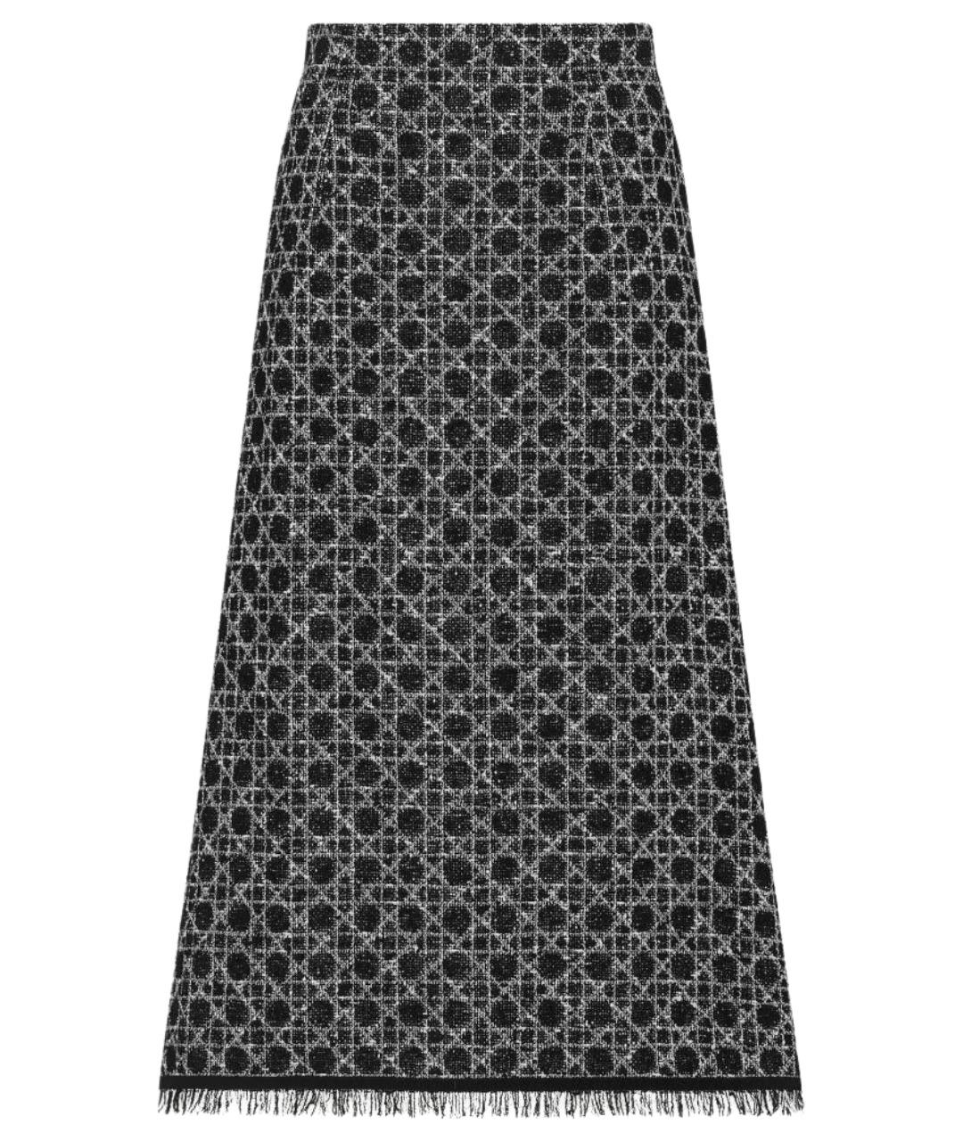 CHRISTIAN DIOR Черная твидовая юбка миди, фото 1