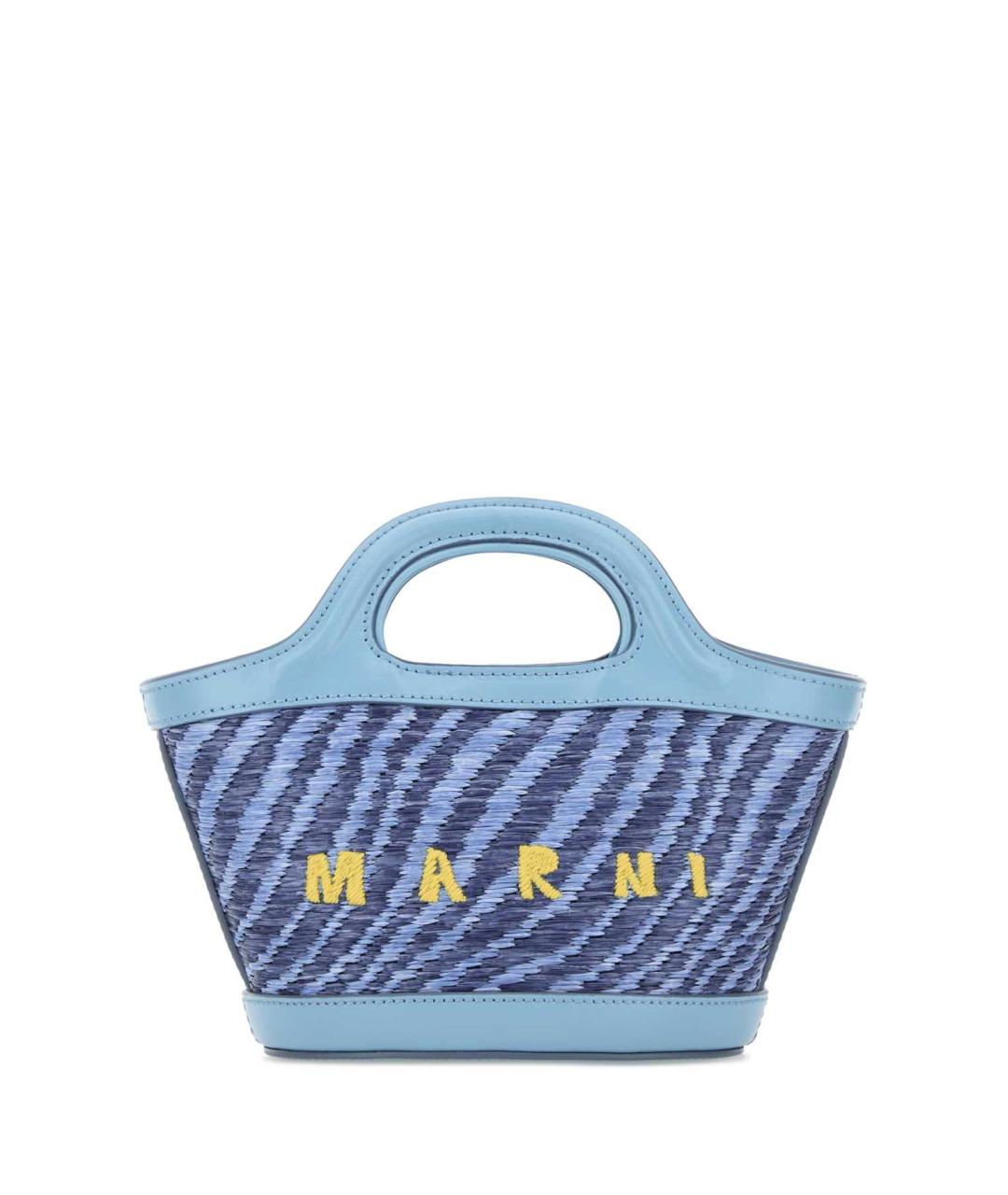 MARNI Голубая кожаная сумка с короткими ручками, фото 1