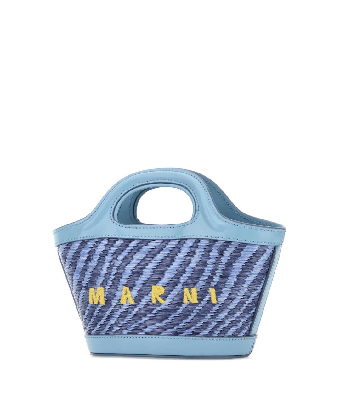 MARNI Голубая кожаная сумка с короткими ручками, фото 2