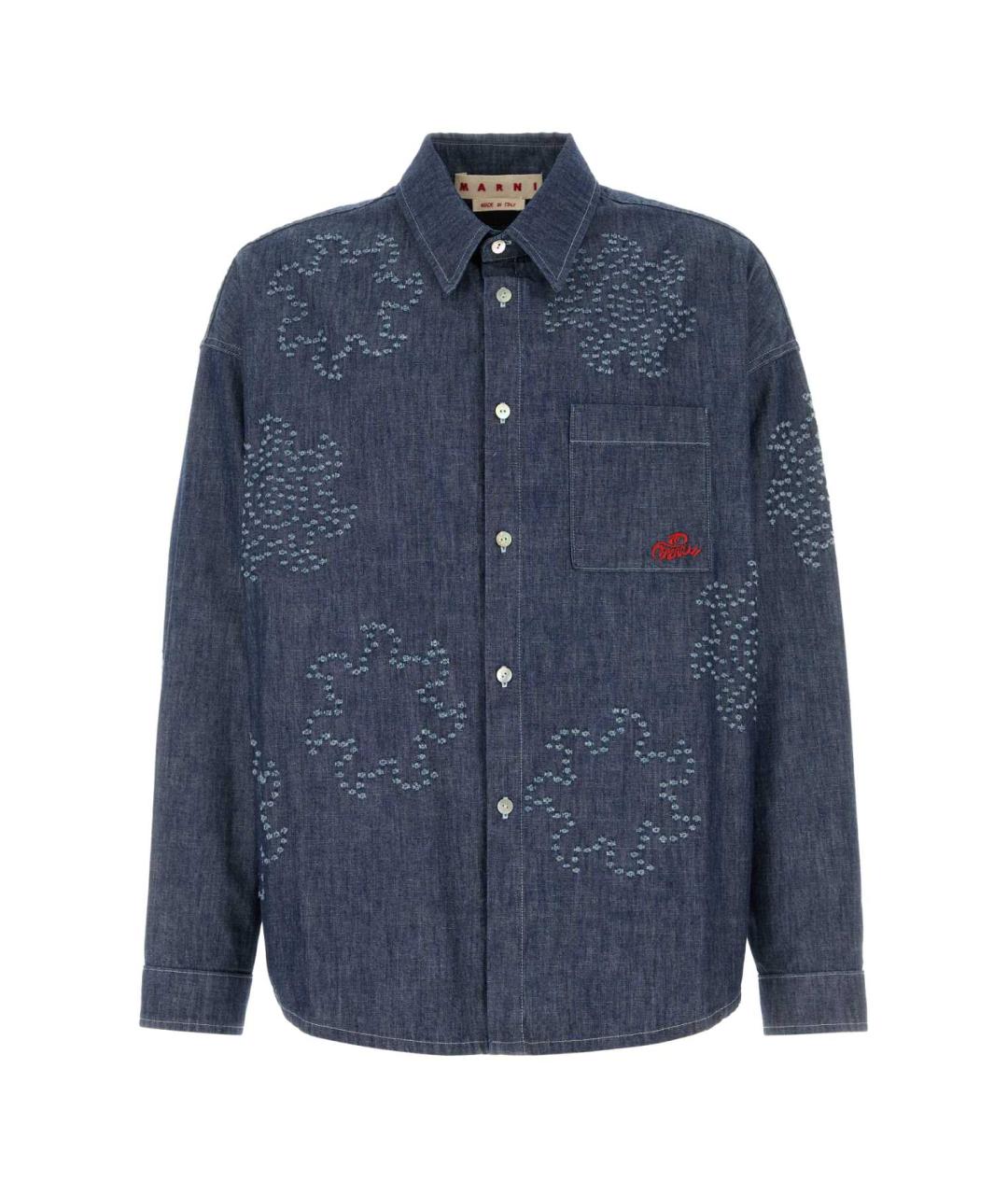MARNI Синяя хлопковая кэжуал рубашка, фото 1