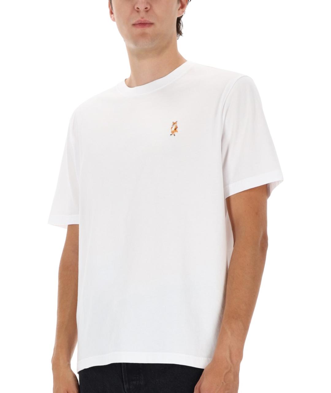 MAISON KITSUNE Белая хлопковая футболка, фото 4