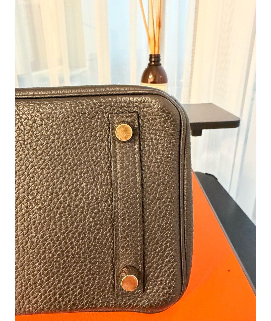 HERMES Черная кожаная сумка тоут, фото 6