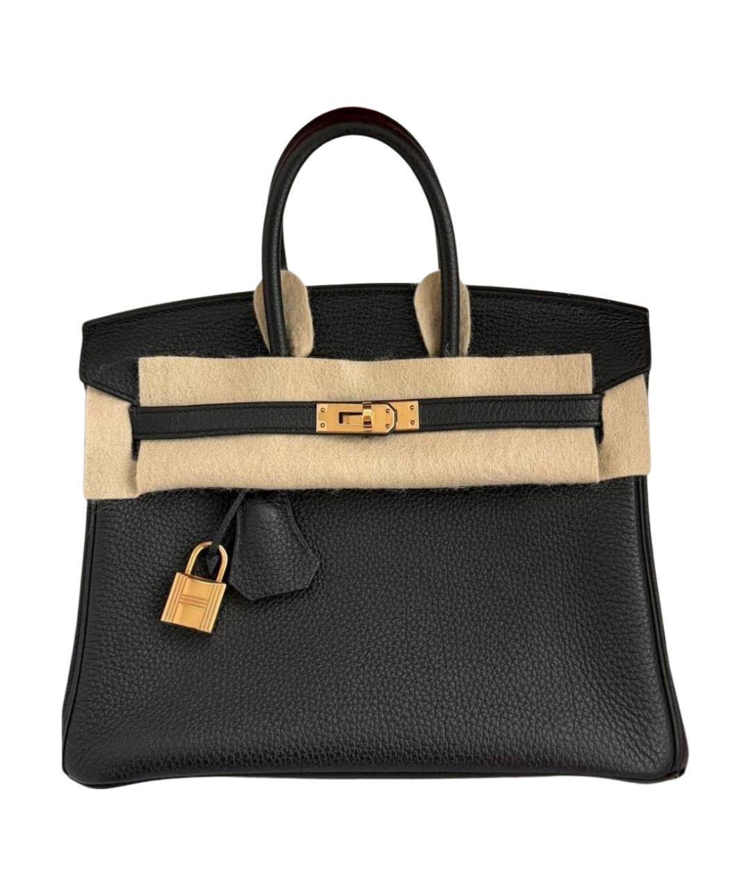 HERMES Черная кожаная сумка тоут, фото 1