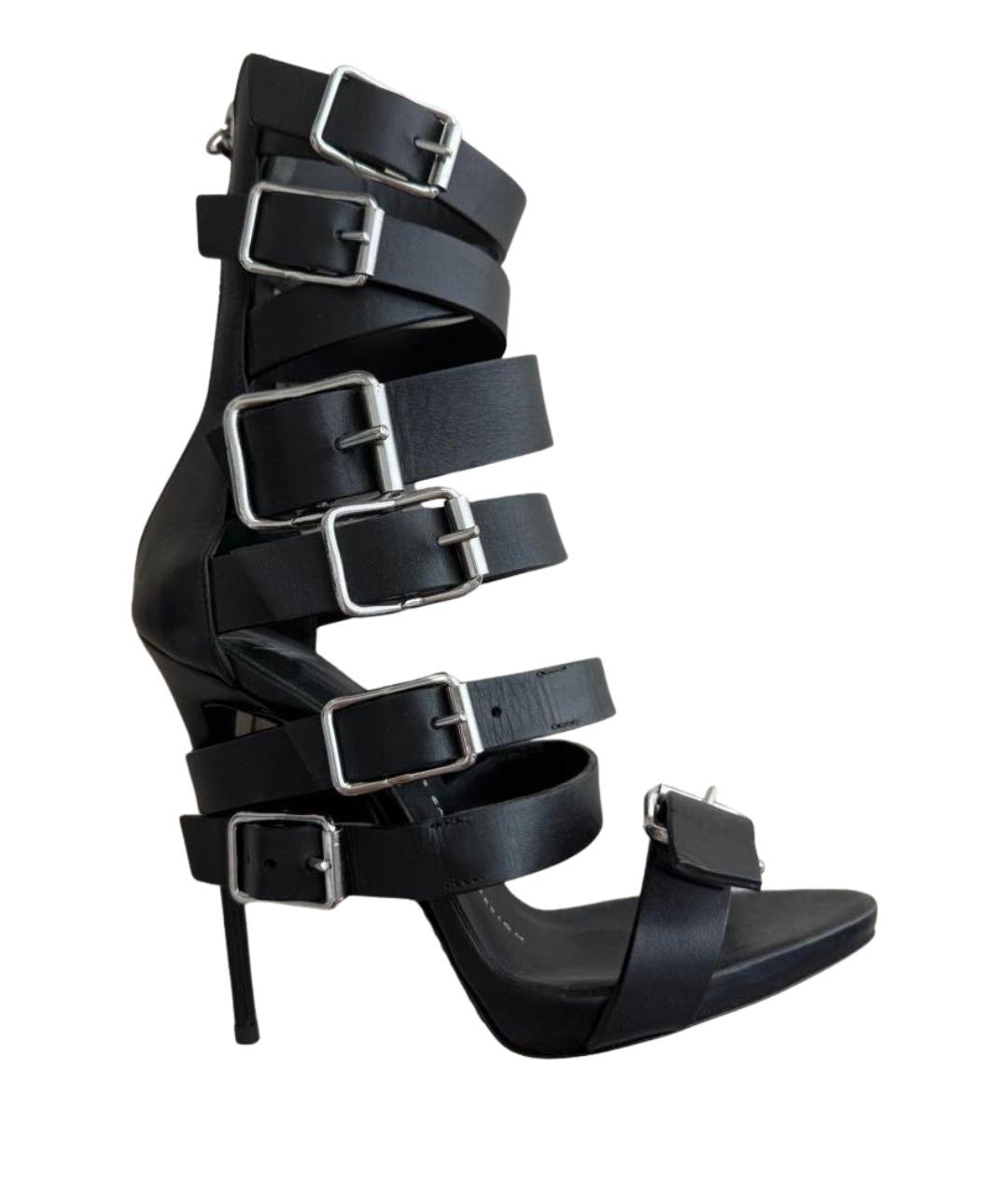 GIUSEPPE ZANOTTI DESIGN Черные кожаные босоножки, фото 1