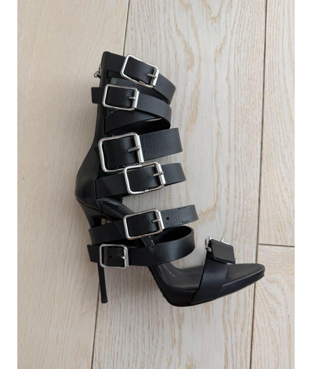 GIUSEPPE ZANOTTI DESIGN Черные кожаные босоножки, фото 9