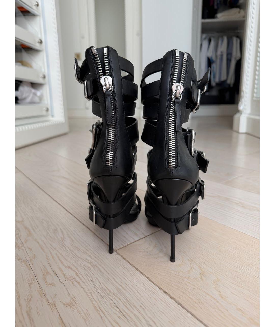 GIUSEPPE ZANOTTI DESIGN Черные кожаные босоножки, фото 4