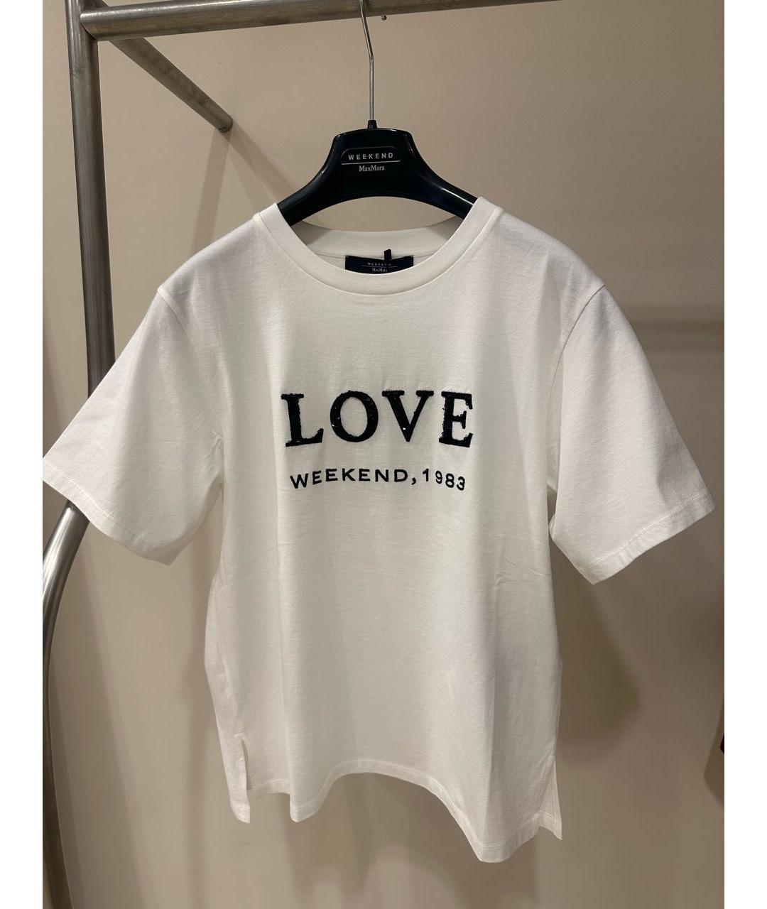 WEEKEND MAX MARA Белая хлопковая футболка, фото 2