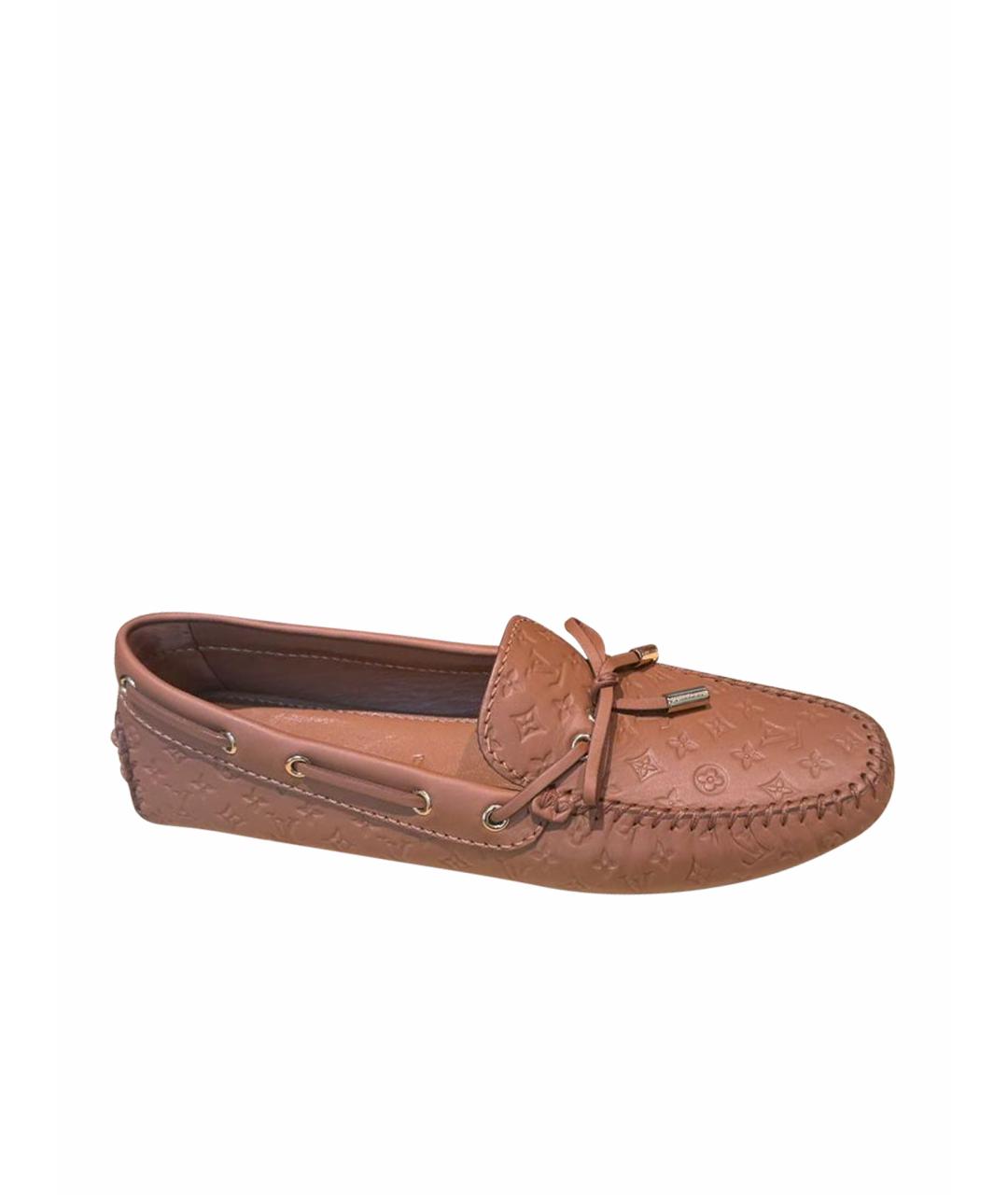 LOUIS VUITTON Коричневые кожаные мокасины, фото 1