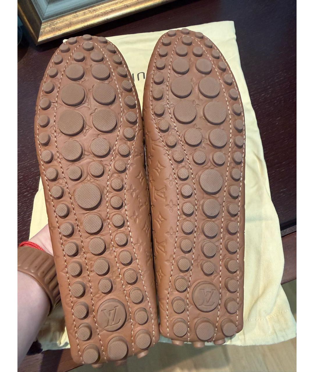 LOUIS VUITTON Коричневые кожаные мокасины, фото 6