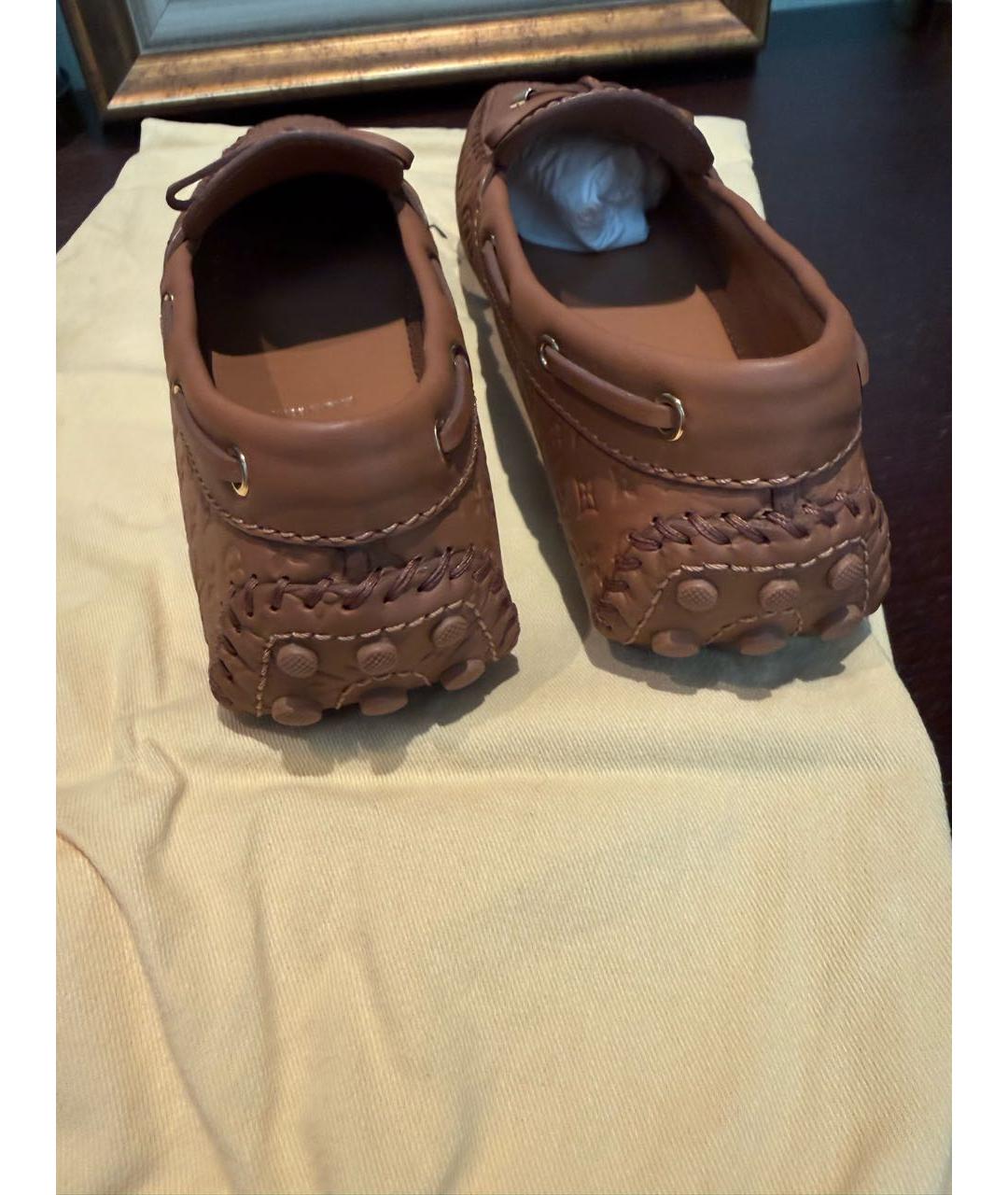 LOUIS VUITTON Коричневые кожаные мокасины, фото 4