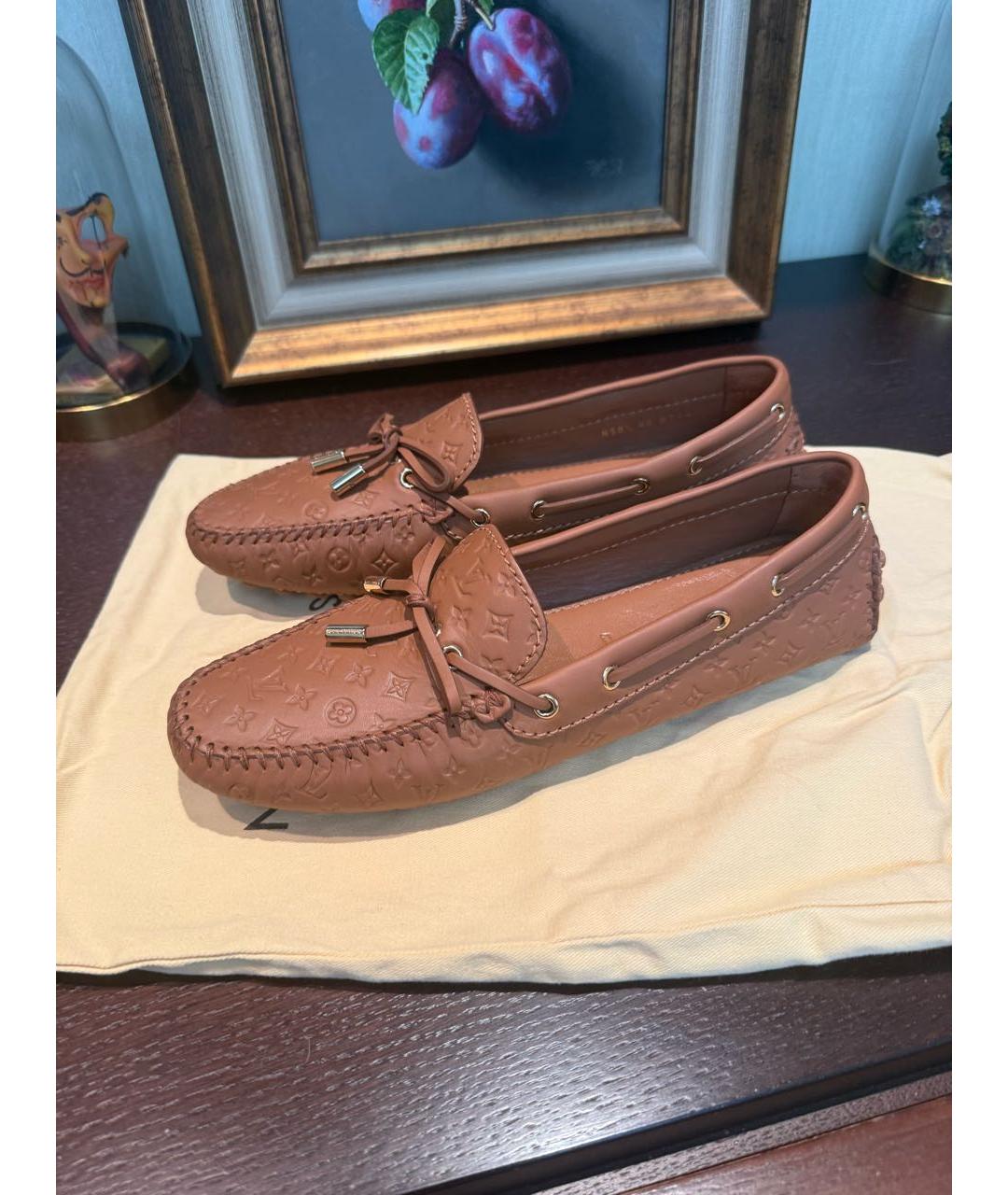 LOUIS VUITTON Коричневые кожаные мокасины, фото 8