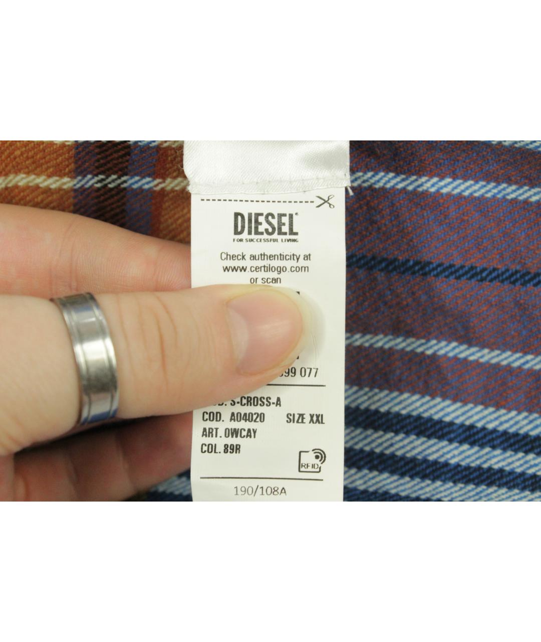 DIESEL BLACK GOLD Синяя хлопковая кэжуал рубашка, фото 7