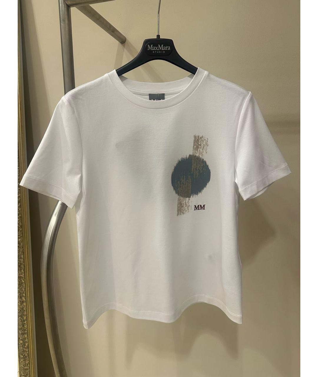 MAX MARA Белая хлопковая футболка, фото 2