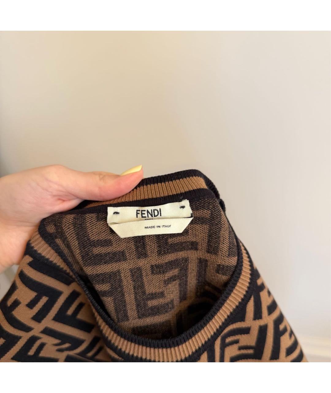 FENDI Коричневый вискозный джемпер / свитер, фото 3