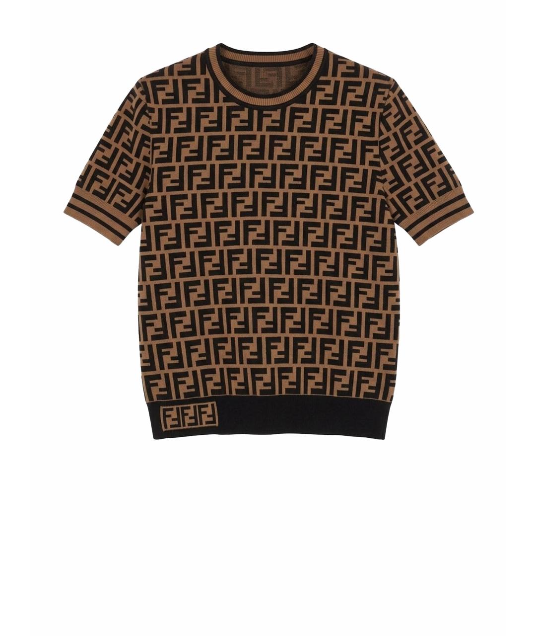 FENDI Коричневый вискозный джемпер / свитер, фото 1