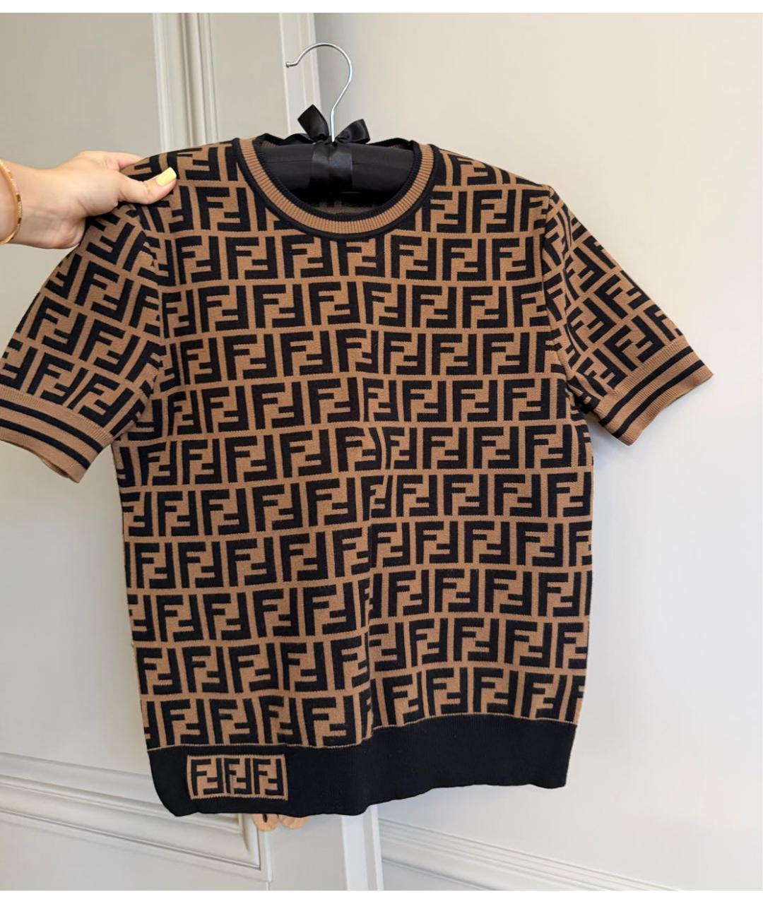 FENDI Коричневый вискозный джемпер / свитер, фото 6