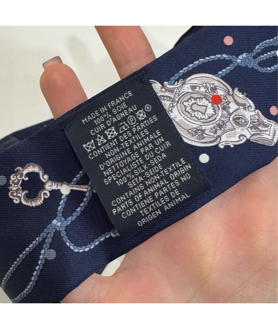 HERMES Темно-синий шелковый платок, фото 3