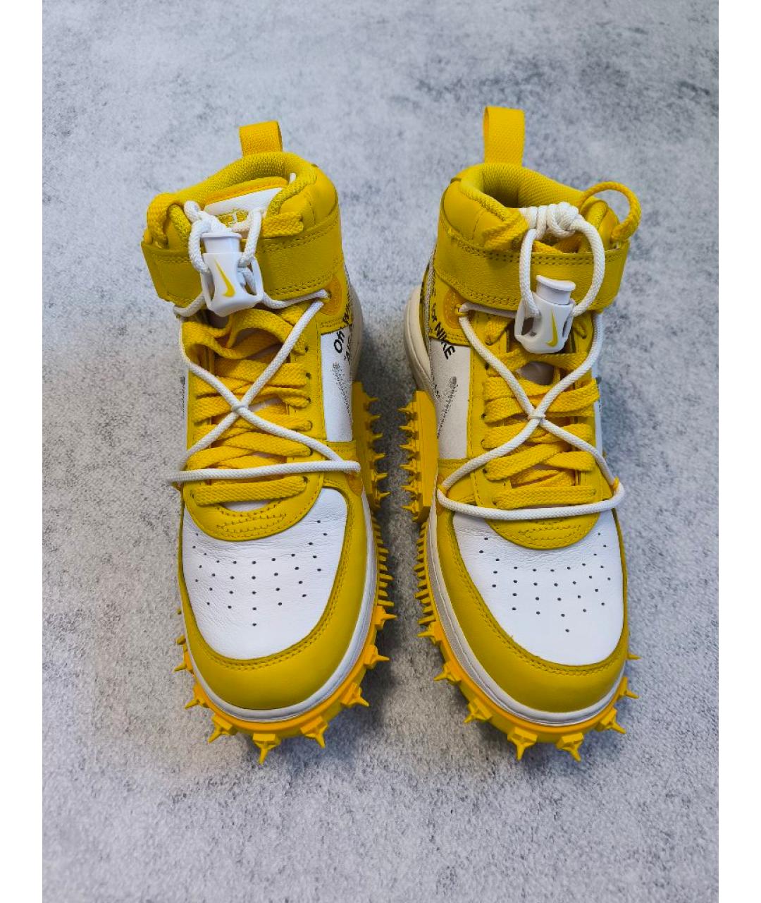 NIKE X OFF-WHITE Желтые высокие кроссовки / кеды из искусственной кожи, фото 2