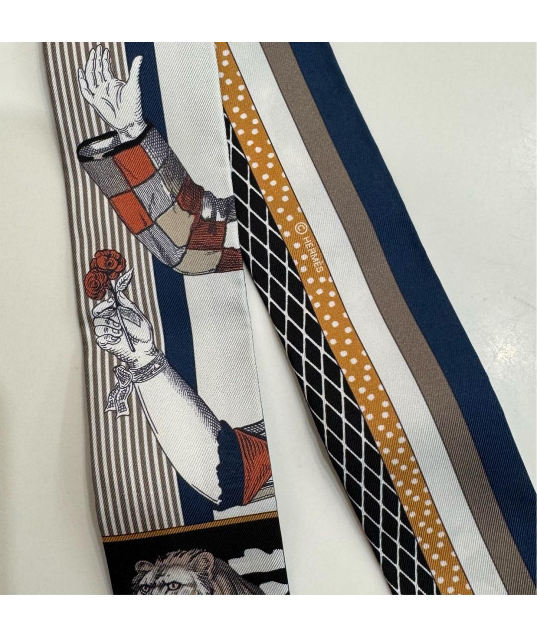 HERMES Черный шелковый платок, фото 3