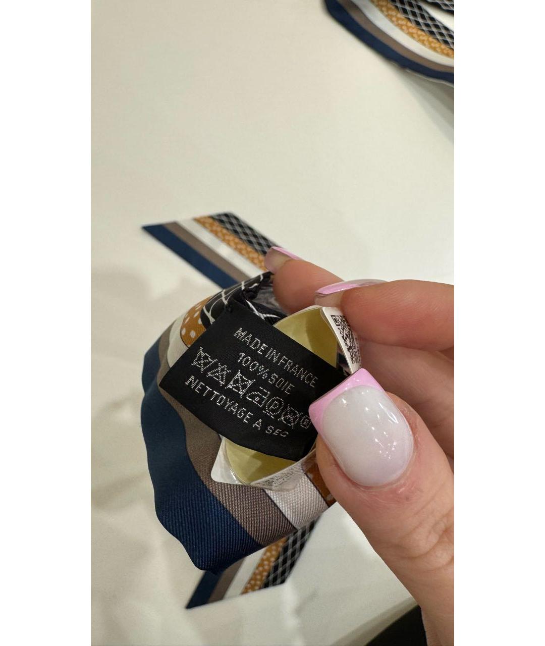 HERMES Черный шелковый платок, фото 5