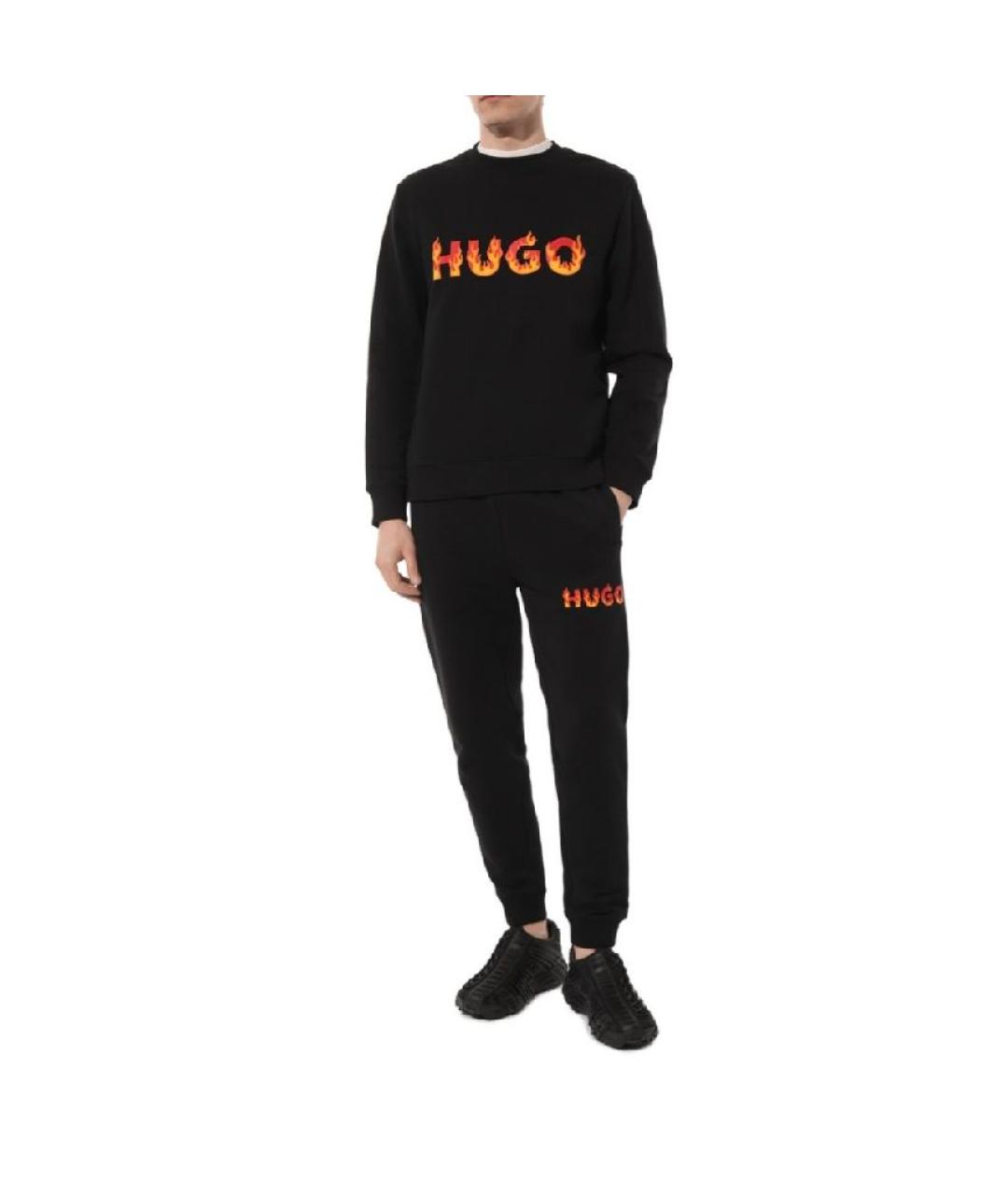 HUGO Черные хлопковые повседневные брюки, фото 4