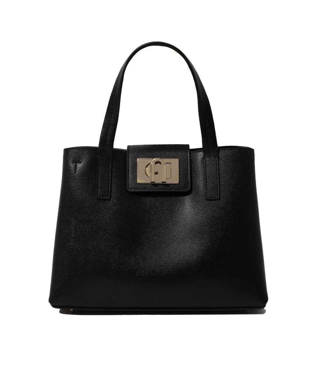 FURLA Черная кожаная сумка тоут, фото 6