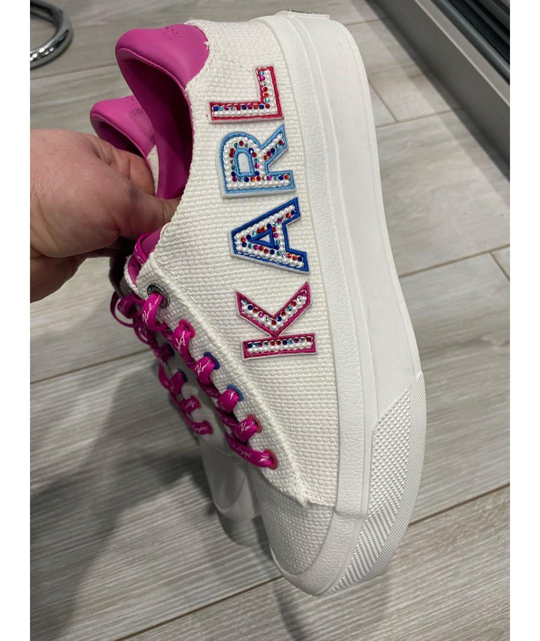 KARL LAGERFELD Белые текстильные кроссовки, фото 7