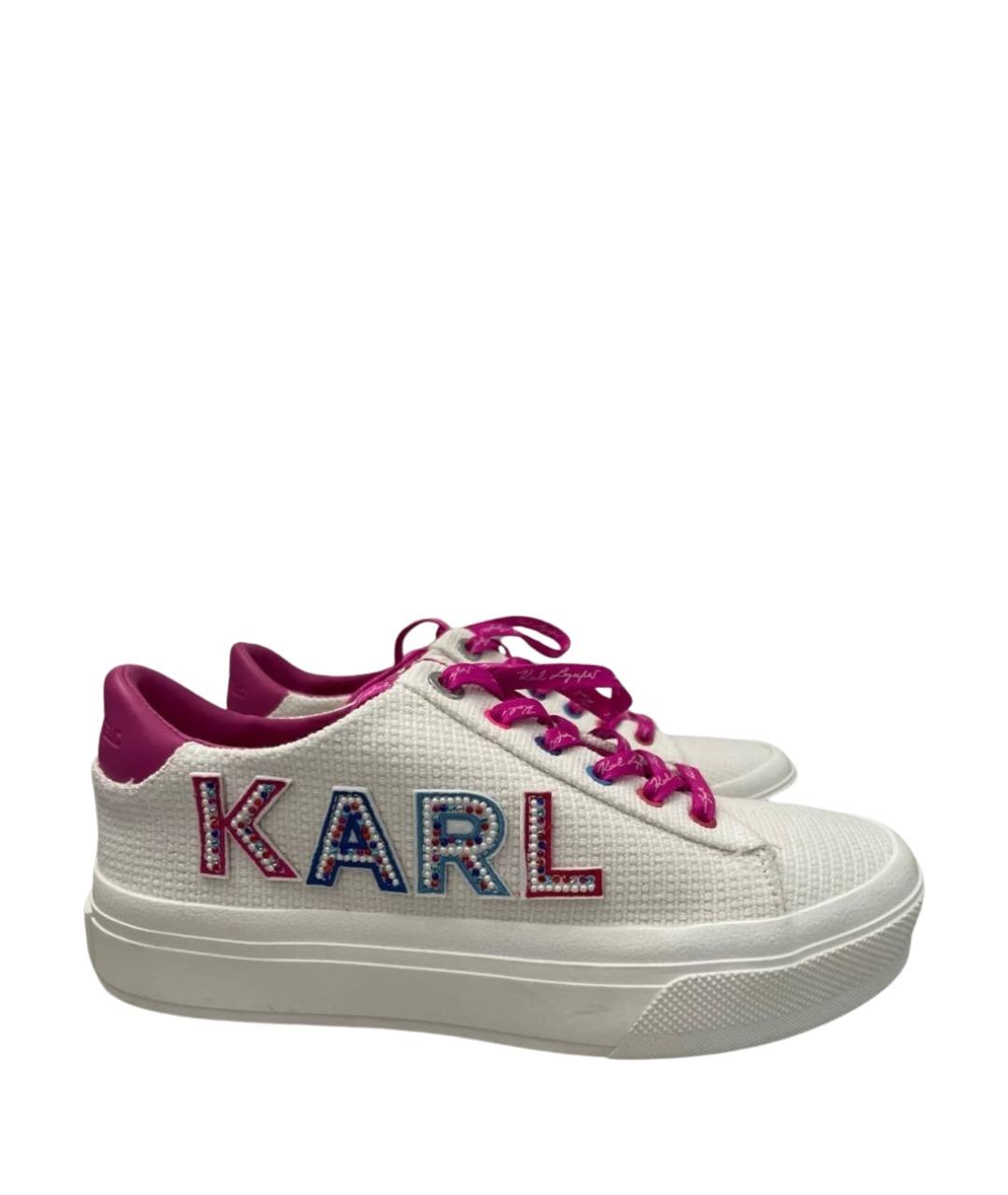 KARL LAGERFELD Белые текстильные кроссовки, фото 1