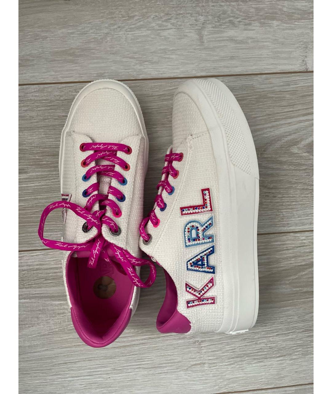 KARL LAGERFELD Белые текстильные кроссовки, фото 4