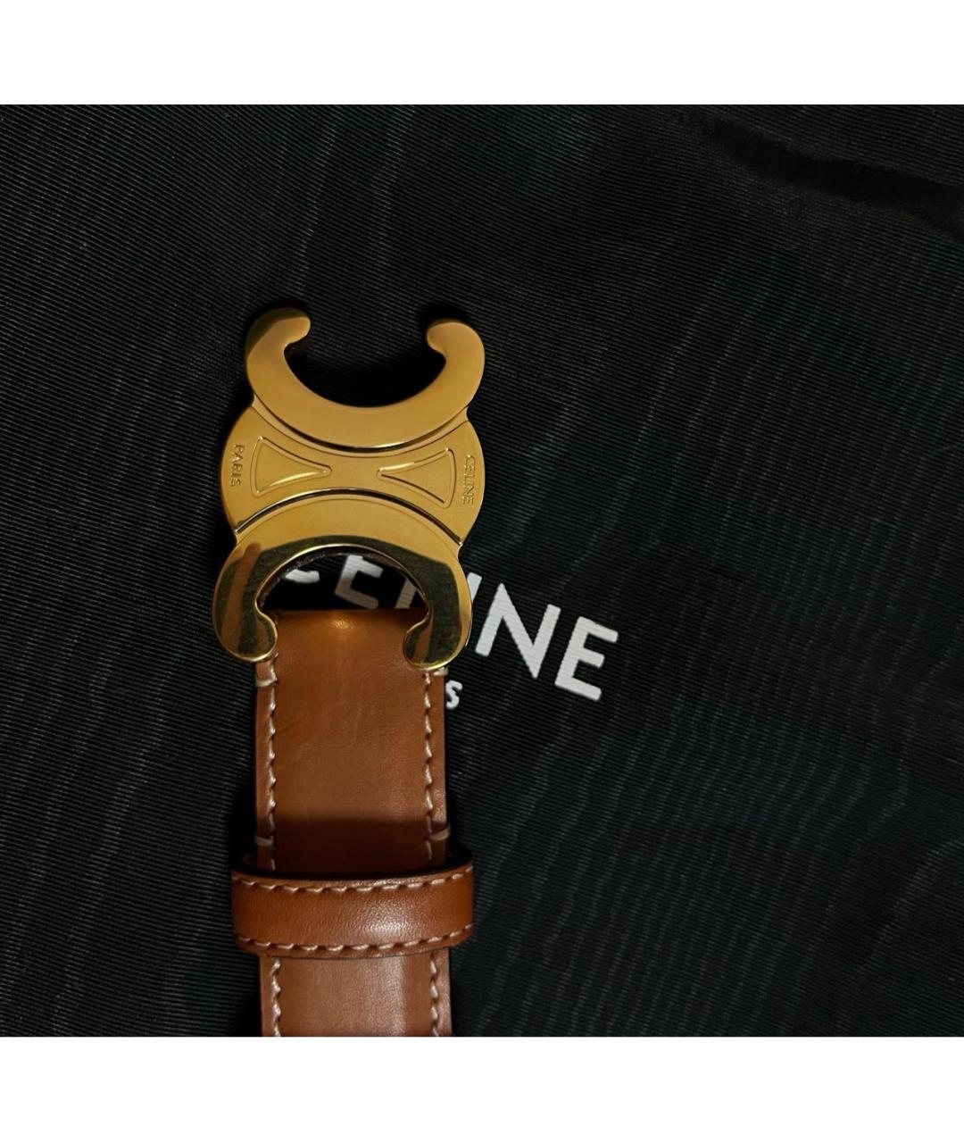 CELINE Оранжевый кожаный ремень, фото 2