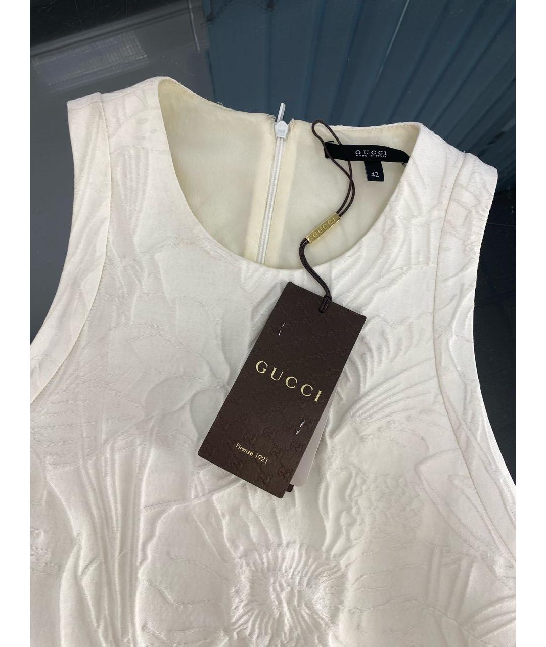 GUCCI Белое хлопковое коктейльное платье, фото 3