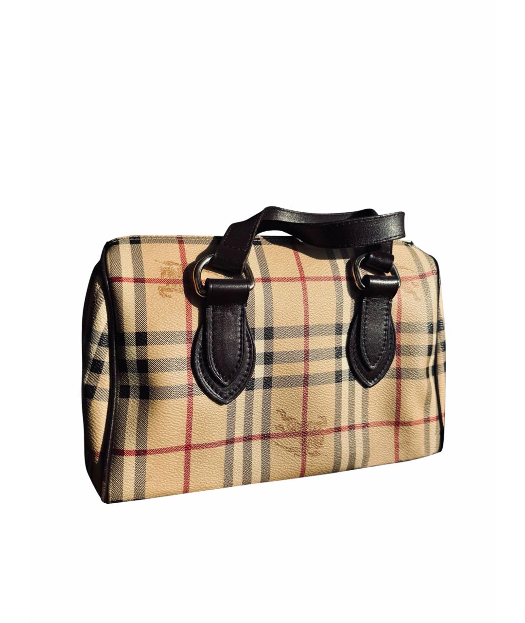 BURBERRY Коричневая кожаная сумка с короткими ручками, фото 1