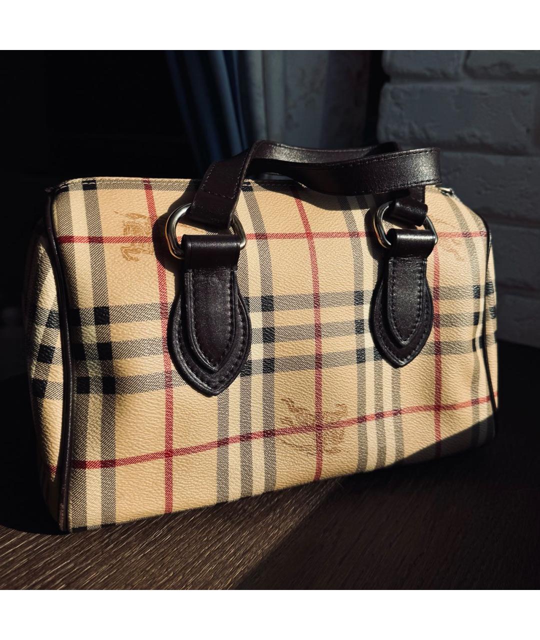 BURBERRY Коричневая кожаная сумка с короткими ручками, фото 7