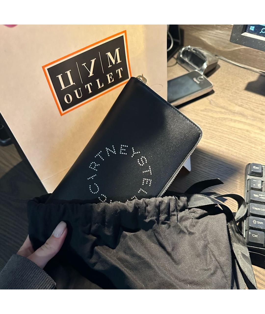 STELLA MCCARTNEY Черный полиуретановый кошелек, фото 4