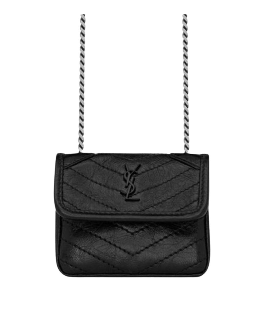 SAINT LAURENT Черная кожаная сумка через плечо, фото 1