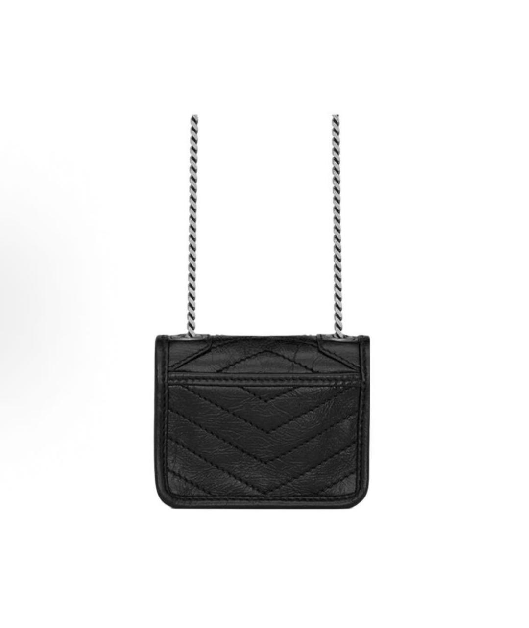 SAINT LAURENT Черная кожаная сумка через плечо, фото 2