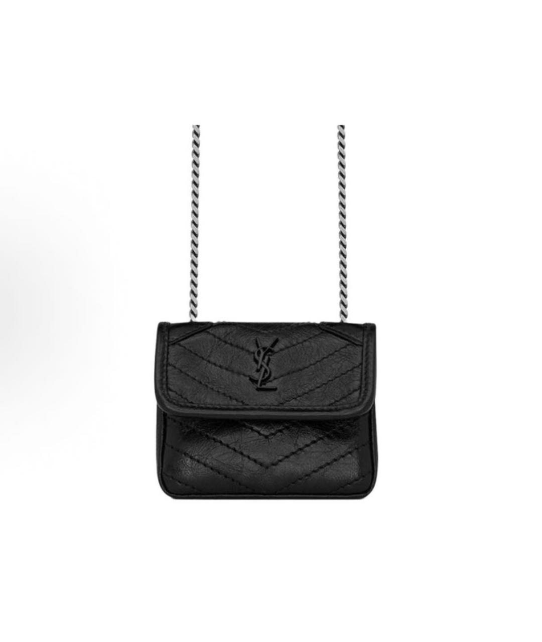 SAINT LAURENT Черная кожаная сумка через плечо, фото 4