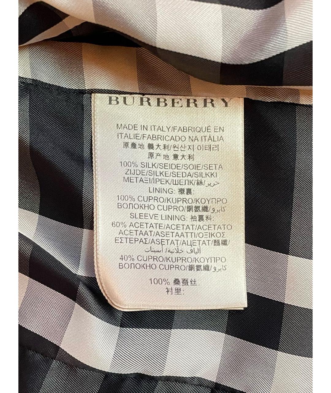 BURBERRY Черное шелковое пальто, фото 4