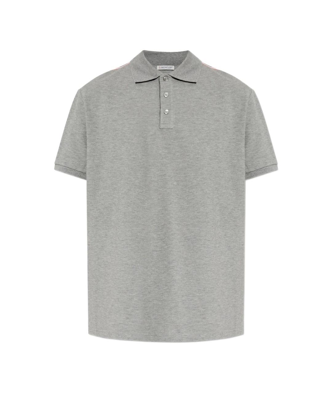 MONCLER Серое хлопковое поло с коротким рукавом, фото 1