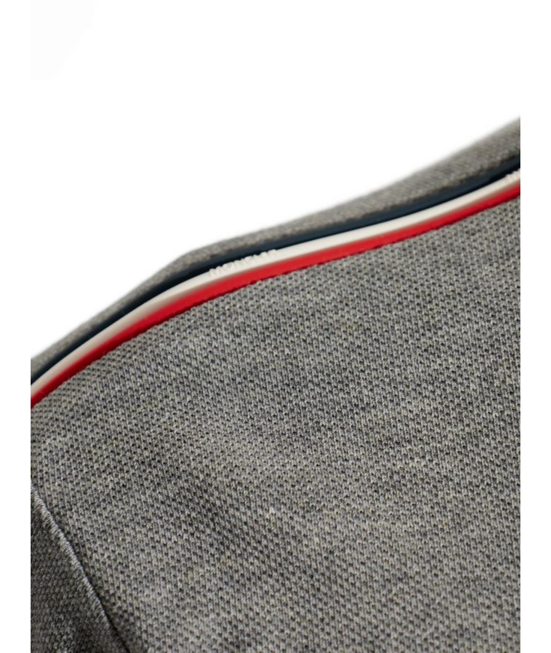 MONCLER Серое хлопковое поло с коротким рукавом, фото 3