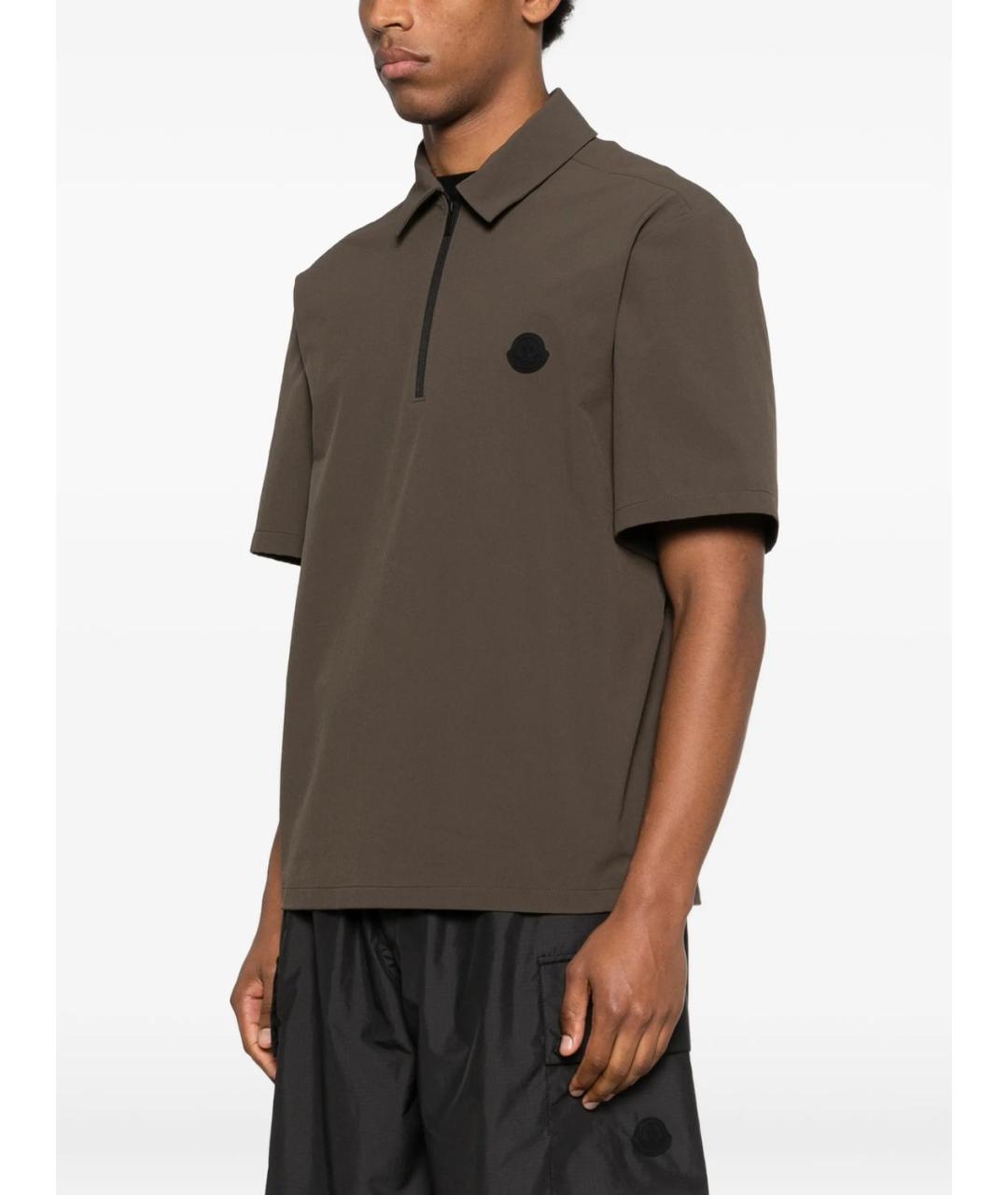 MONCLER Хаки поло с коротким рукавом, фото 3